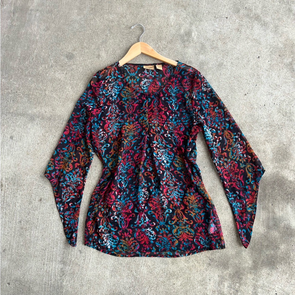 Wrangler Bell Sleeve Blouse Top Size M Medium Paisley Design Women